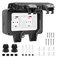 Außensteckdose Steckdose IP66 Wasserdicht Steckdose mit Schalter Kontrollleuchte, Wandsteckdose Feuchtraum Aufputz Schutzkontakt Gartensteckdose Staubdicht Wetterfest Outdoor Steckdose mit Klappdeckel