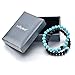Long Way His and Hers Bracelets Black Matte Agate & Blue Turquoise 8mm Stone Beads Bracelet(2 pcs)
