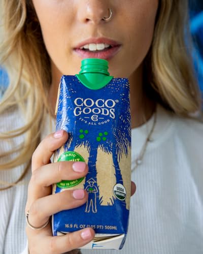 CocoGoodsCo 100% Organic Coconut Water, Single-Origin, One Ingredient, Zero Added Sugar, Non-GMO, Never from Concentrate, Electrolytes 16.9 fl. oz (12 Pack) — view 3