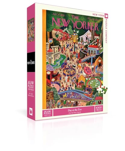 New York Puzzle Company - New Yorker Day at The Zoo - 1000 Piece Jigsaw Puzzle for Family Game Nights by Tibor Gergely