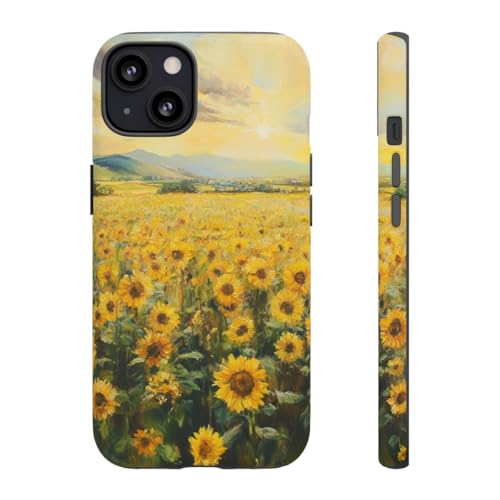 Coque iPhone 13 rigide mate contre rayures tournesol