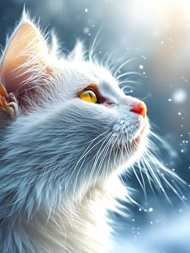 Kits de Broderie au Point de Croix Diamant Chat : Toile Strass Cristal 70x95cm