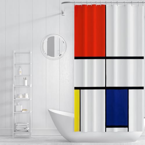 Rideau de bain lavable et imperméable aux lignes abstraites - 4