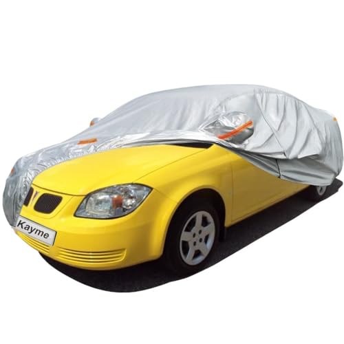 Kayme Sedan Car Cover Fit for Pontiac G5 (2007-2010) Automobiles All Weather Waterproof, Outdoor Cover Sun Rain Protection, with Lock and Zipper Door.