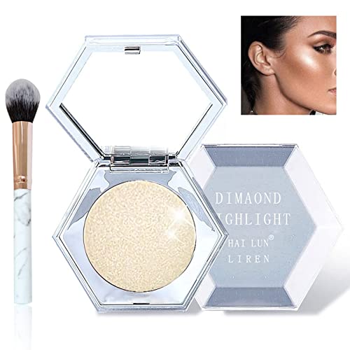 Face Highlighter Palette Kit, Metallic Highlighter Powder, Highlighter Makeup Palette Long Lasting Face Illuminator Highlighter Concealer Palette With Brush #TOP15