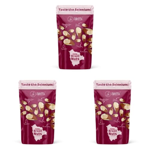 Image of Flyberry Gourmet Premium Jumbo Brazil Nuts, 500g | 100% Natural | Imported from Bolivia | Rich in Selenium & Iron | Best for Cholesterol (Pack of 3)