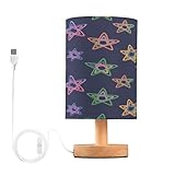Ttgoth Lámpara de mesa de noche con estrellas para dormitorio, lámpara LED de mesita de noche, luz de lectura con puertos USB y pantalla de tela para sala de estar, dormitorio, oficina en casa