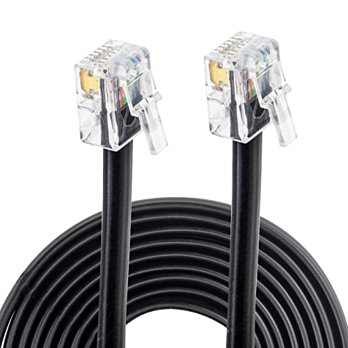 Volcora 5 Feet RJ11 / RJ12 Data Cable - Heavy Duty 6-Pins High-Speed Extension for Cash Register Drawer, Telephone, Modem, Fax, Printers, and More - Drawer Cable for Voice and Data (1)