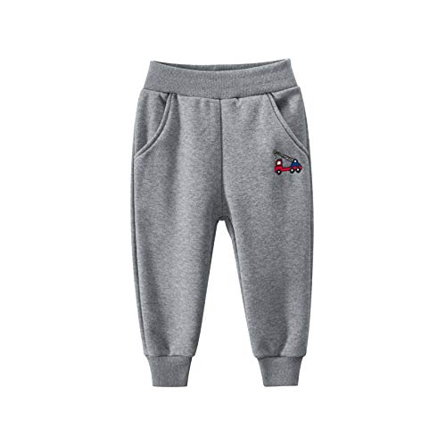 Toddler Boys Girls Plush Cartoon Sports Pants Cotton Casual Autumn Pants with Pockets