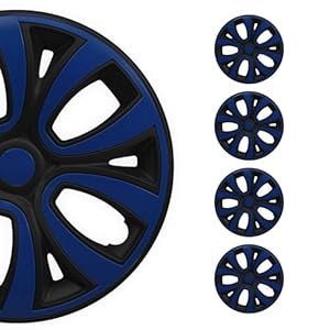 OMAC 4X Radkappen Radzierblenden Radblenden 15" Zoll Stahlfelgen Glänzend Schwarz-Dunkel Blau