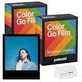 Polaroid Go Color Film, schwarzer Rahmen + hochwertiges Foto-Mikrofasertuch (kompatibel mit Polaroid Go-Kameras), 2 Stück (32 Filme))