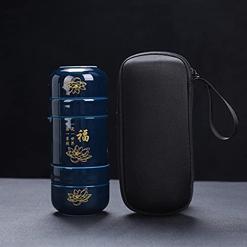 XiaoHeJD Portátil Una Olla Cuatro Tazas Tetera Simple Taza de té Viaje de cerámica Tetera pequeña Juego de té de Kung Fu Cover