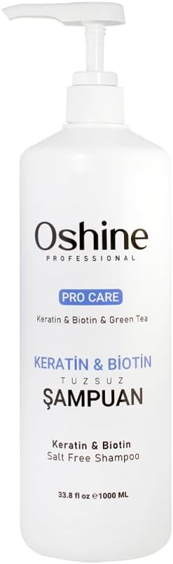 OSHİNE Saç Dökülme Karşıtı Hızlı Uzamaya Yardımcı Güçlendirici Tuzsuz Keratin Biotin Şampuanı 1000ml