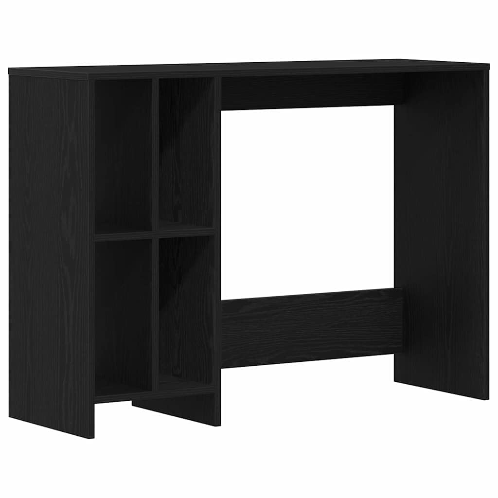 Scrivania con scaffale, colore nero, effetto rovere, 102,5 x 35 x 75 cm, materiale in legno, robusto tavolo per computer per casa, ufficio, studio, tavolo da lavoro salvaspazio con spazio di
