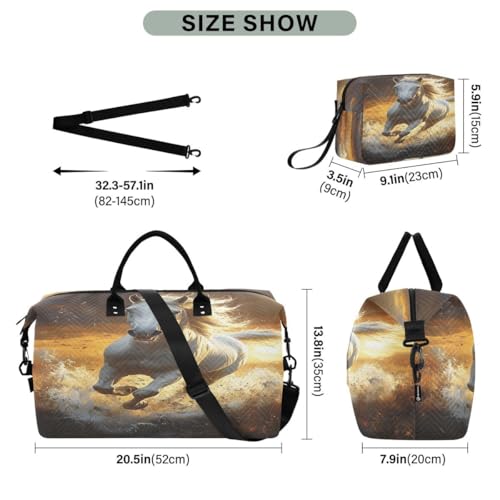 Horse Sunset Cloud Animal Travel Duffle Bag Gym Bag Weekender Bags with Toiletry Bag Travel Trip Tote Bag3