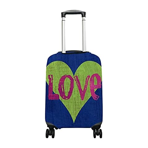 ZHONGJI Luggage Cover Love Heart Blue Thickened Washable Polyester Durable Foldable Lightweight Travel Suitcase Protector Fits 29-32 Inch Cover
