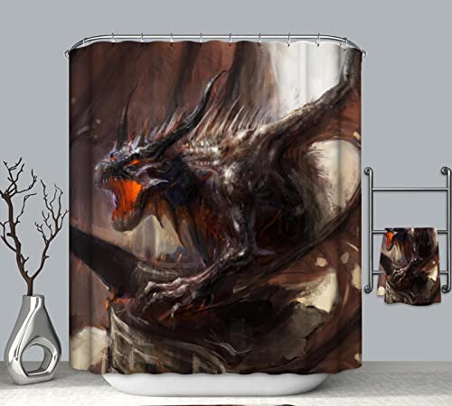 MFYMFY Duschvorhang Badewanne 120x180 cm Drachen Duschvorhang Waschbar Duschvorhang Textil Duschvorhang Stoff Badewannenvorhang Badevorhang Duschvorhang ösen Cover