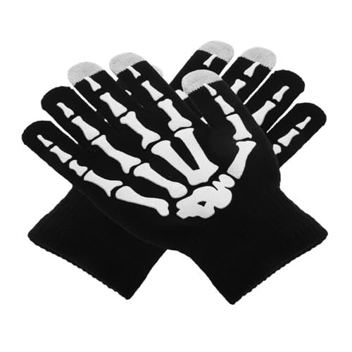 Abaodam 2Pcs Skeleton Touchscreen Gloves for Men Women Cold Weather Protection Warmth for Outdoor Activities Biking Running Driving Halloween Themed Full Finger Gloves