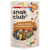 Snak Club Peanut Butter Chocolate Trail Mix with Peanuts, Peanut Butter M&M’S, Toffee Peanuts, and Pretzels, 20 oz Resealable Bag