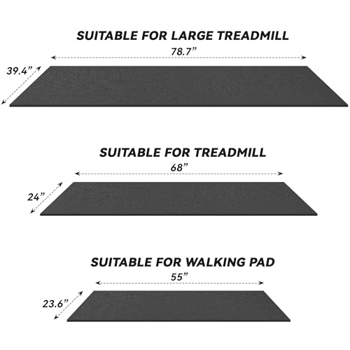 Image of Treadmill Mat for Carpet &Hardwood Floors, 79 inch x 39.4 inch 0.2 inch Thick High Density, Non-Slip Fitness Equipment Mat, Mat for Under Treadmills, Elliptical, Exercise Bikes, Stationary Cycles