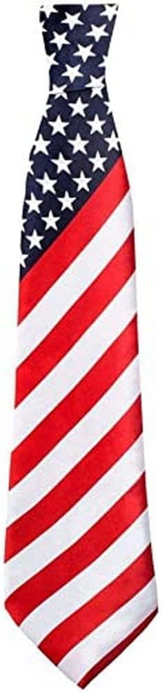 USA Flag Tie – Patriotic American Necktie with Stars and Stripes – Costume Accessory for 4th of July, Independence Day, Fancy Dress & Events – 70 cm Polyester – Red White Blue Design