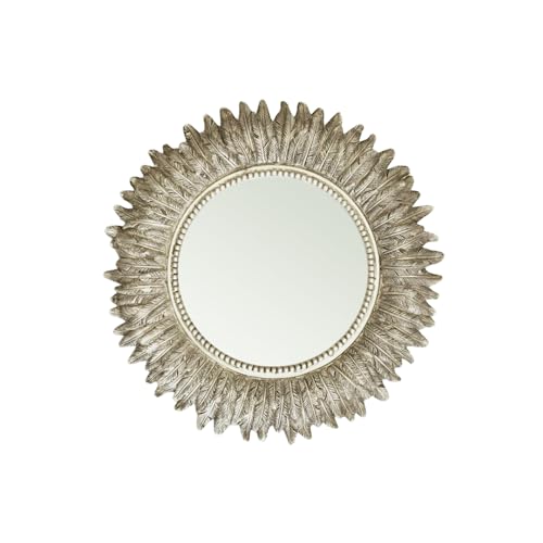 Marco Paul Modern Round Shaped Feather Mirror - Antique Style Wall Mounted Gold Painted Mirror - Decorative Home Accessories Wall Art Vanity Mirror for Bedroom, Bathroom, Living Room Decor (40cm) Marco Paul Modern Round Shaped Feather Mirror - Antique Style Wall Mounted Gold Painted Mirror - Decorative Home Accessories Wall Art Vanity Mirror for Bedroom, Bathroom, Living Room Decor (40cm)