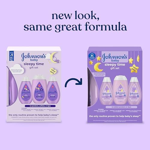 Johnson's Baby Sleepy Time Gift Set with Calming Bedtime Bath, Bedtime Lotion & Calming Shampoo, Baby Bedtime Essentials with Relaxing NaturalCalm Aromas, Hypoallergenic, 3 Items - 1