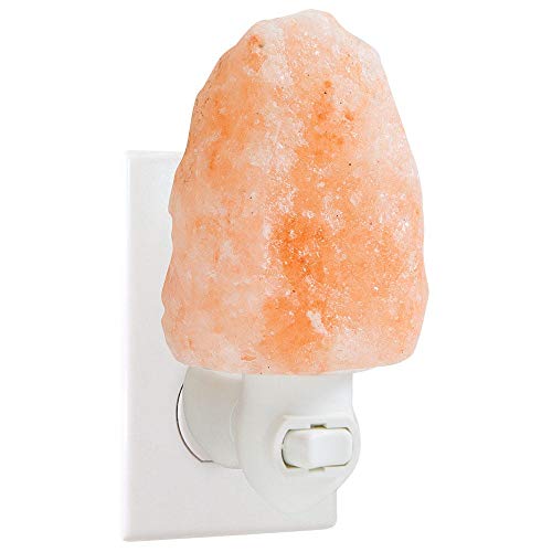100% Natural Himalayan Night Light, Natural Cut Salt Stone with 360° Rotating Wall Plug, Includes Night Light Bulb, 2” Round x 3.9” H