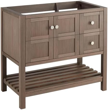 Signature Hardware 450436-NOTOP Olsen 36" Freestanding Single Basin Vanity Cabinet - Cabinet Only - Less Vanity Top - Ash Brown