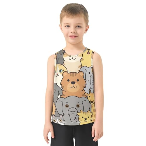 Animals Tank Top for Boys Sleeveless Kids Vest Kids Casual T Shirts for Biking Jogging Beach 3T2