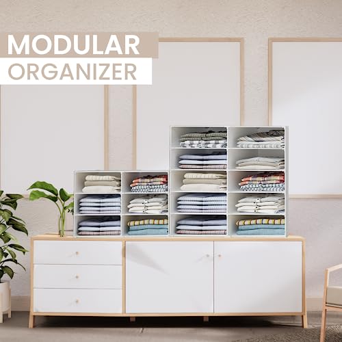 XOKOTAKI Modulares Regal, Kleiderorganizer für Schrank, Regal für Zimmer, Flur. Aufbewahrungsregal für Zuhause, Flur, Schlafzimmer. 10 Module