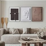 BULUXE 3-Piece Japandi Canvas Wall Art Set with Black Rectangle Frames – Minimalist Japanese-Scandi Modern Wall Decor