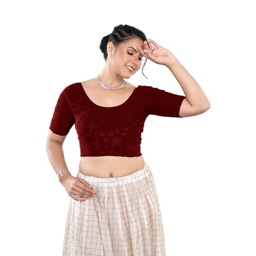 Image of Stay On Trend: Fashion Readymade Blouses for Women,Round Neckline Terry Jacquard Fabric.