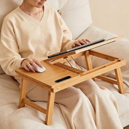 Table pliable pour ordinateur portable avec tiroir et hauteur réglable