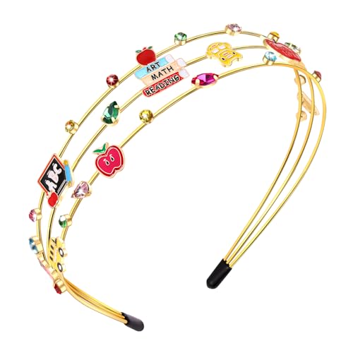 ANGLESJELL Teacher Headbands for Women Pencil Book Headband Crystal Rhinestone Headband Back to School Teacher Hair Accessories Outfits Teacher’s Day Appreciation Gifts (Style B)