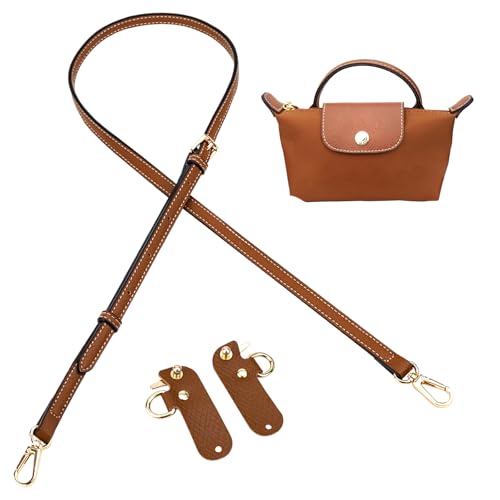 Aecsze Mini Bag Strap Kit Adjustable Cowhide Leather Shoulder Straps for Womens Mini Bags Punch-Free Adjustable Bag Straps for Handbags and Tote Bags (Brown)