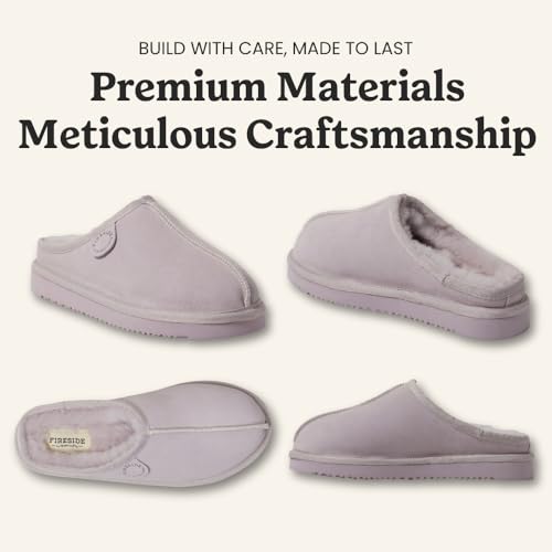 Image of Fireside by Dearfoams Women's Greta Genuine Shearling Clog Slippers, 100% Natural Suede Clogs for Outdoor & Indoor
