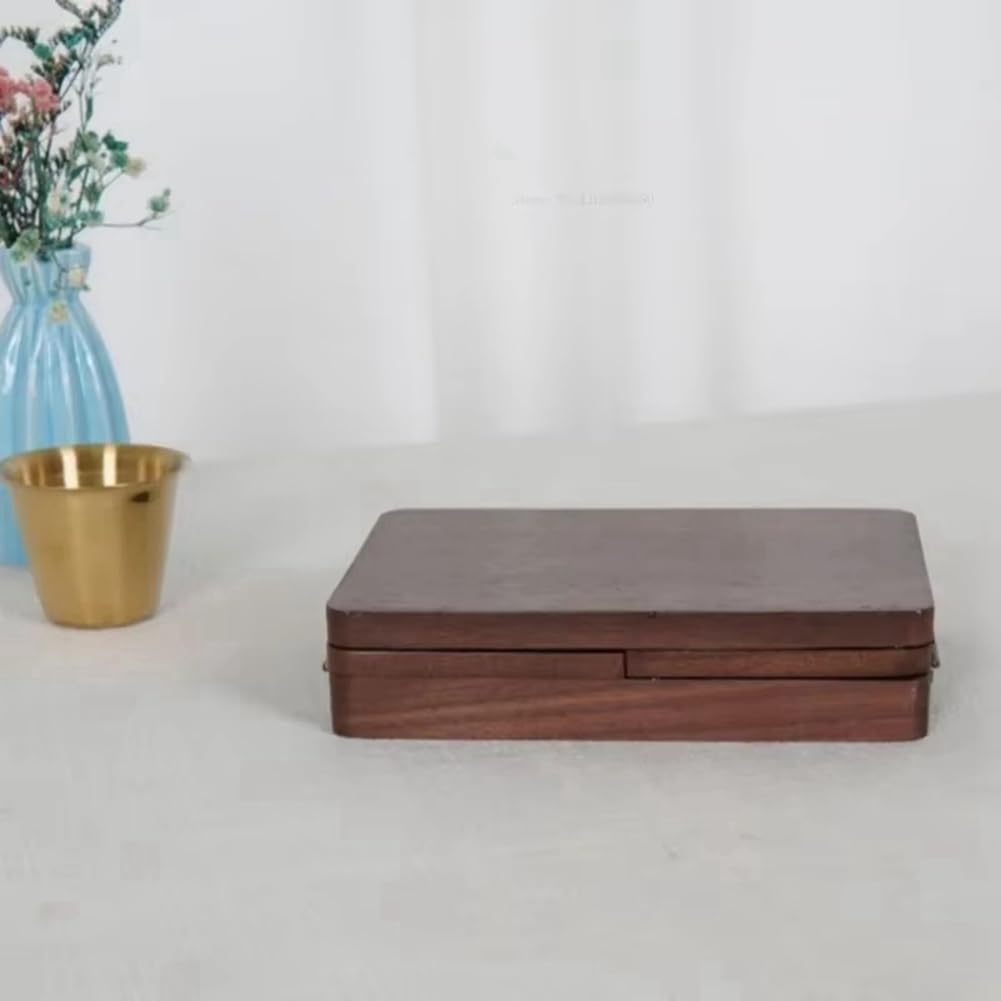 de Acuarela de Madera de 24 Cuadrículas de Acuarela de Viaje de Madera de Nogal Caja de Vacía Plegable Bandeja de Pintura