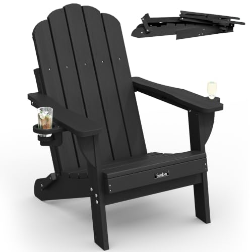 Eesdom Folding Adirondack Chair, All-Weather HDPE...