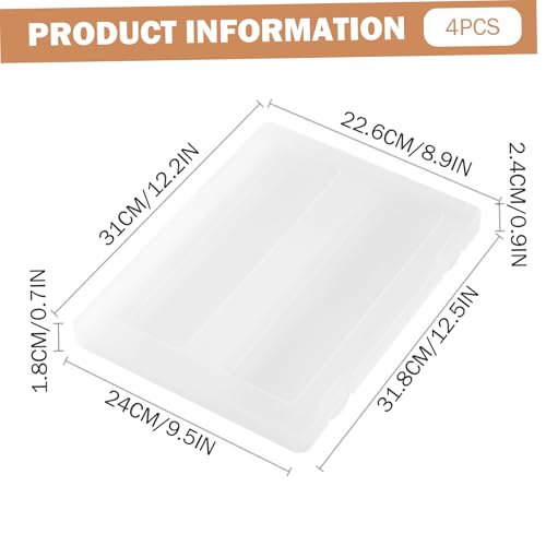 Boîte de classement plastique A4 lot de 4 rangements transparents pour documents et magazines - 5