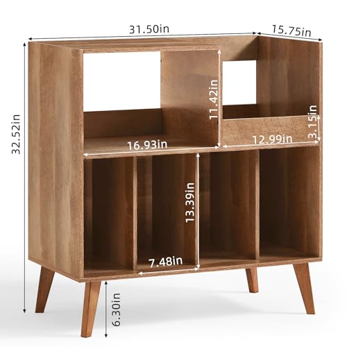 Großer Plattenständer mit Aufbewahrung,Plattenspieler-Ständer mit Ablage,Vinylplatten-Halterung mit Präsentationsfläche,Plattenständer für bis zu 300 Alben, Plattenregal für Musikzimmer und Wohnzimmer