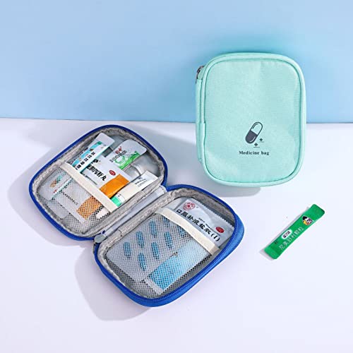 Image of Small First Aid Bag Empty, Portable Travel Pill Bag Double Zipper First Aid Pouch with Handle for Family Outdoors Hiking Camping Car Office Workplace (Green)