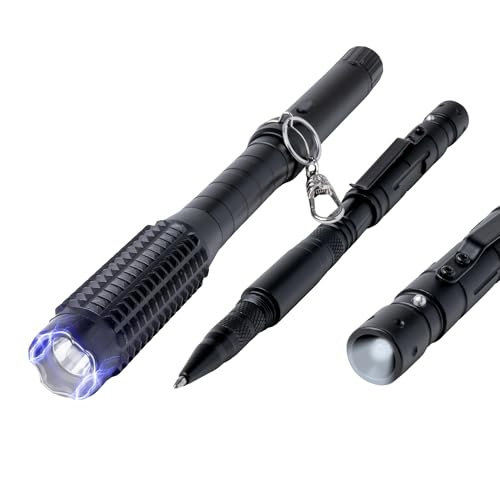 PAIN SAFARI XL Tactical Flashlight Stun Gun and Self Defence Tactical Pen Bundle