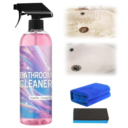 Diinou Bathroom Descaler Foam Cleaner 10 Fl Oz Powerful Pink Bathroom Cleaner Spray Bathrooms Descaler Foam Cleaners Stubborn Stains Cleaner for Sink Tub Floor Tile (1set/300ml)