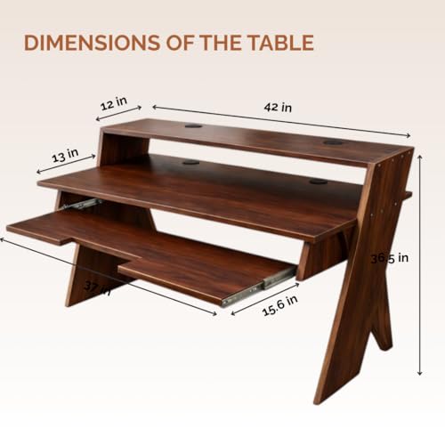 Image of Timber Acoustics StudioPad Mini Music Production Desk for Studio | Professional Music Producer Table for PC, MIDI Keyboard & Audio Setup (3.5' x 2.5') (Mahogany)