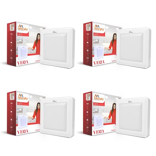 Image of Murphy 15W Vega LED Panel Light Square Surface - (Cool White, Pack of 4,Plastic) No False Ceiling Required