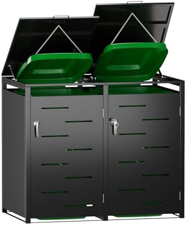 Cache-poubelles 2 et 1 compartiments | jusqu'à 240 litres | noir ...