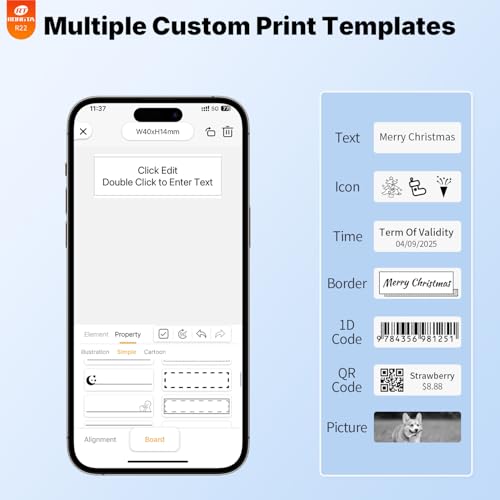 Image of Rongta Bluetooth Label Maker Machine with White Continuous Label-10M /Roll