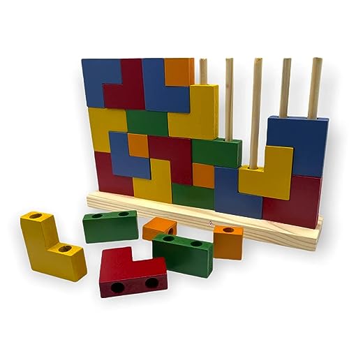 Blocos De Encaixe Vertical Em Madeira 25 Peças Montessori