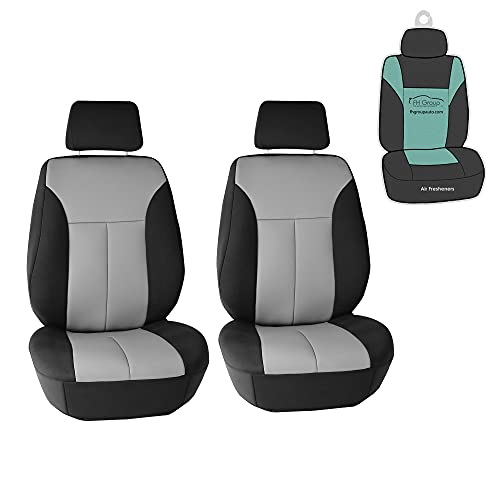 FH Group Car Seat Covers Ultra-Flex Waterproof Seat Cover Neoprene Front Pair Set Gray Seat Covers, Airbag Compatible with Gift Universal Fit Interior Accessories for Cars Trucks and SUVs